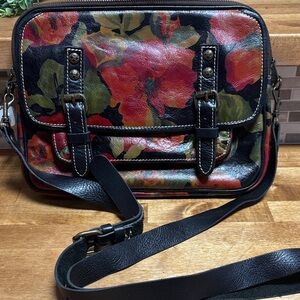 Patricia Nash Red and Black Floral Shoulder purse